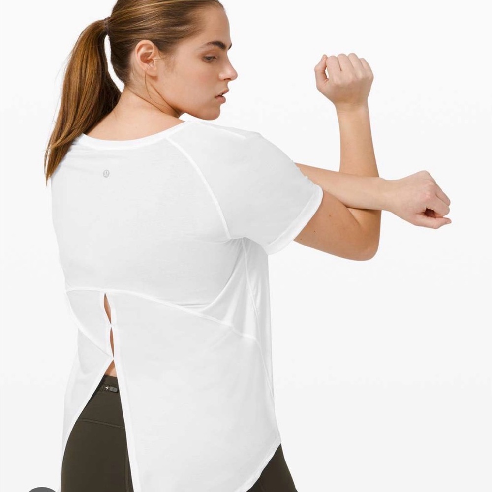 Lululemon Open Up Tie Back Tee in White